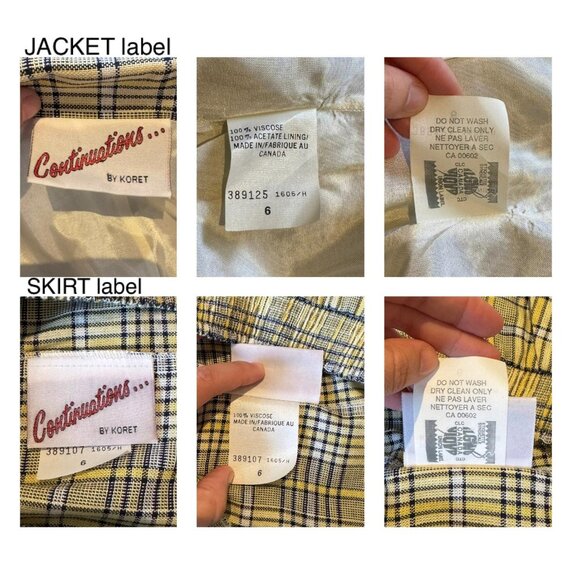 90s vintage yellow tartan plaid Clueless blazer pencil skirt matching suit set - Picture 9 of 9